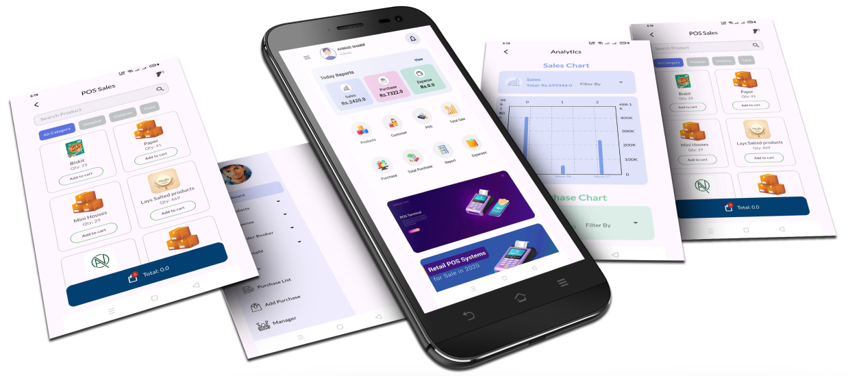 DR POS interface showcasing the user dashboard and navigation options